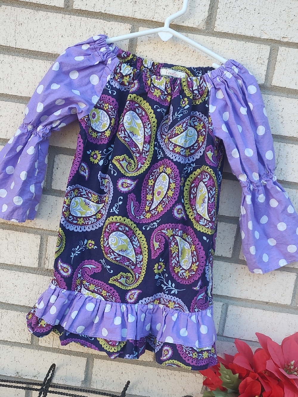Purple Paisley Off-Shoulder Tunic Top - Picture 2 of 9